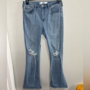 Hollister Light Blue Distressed Flare Jeans
